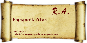 Rapaport Alex névjegykártya